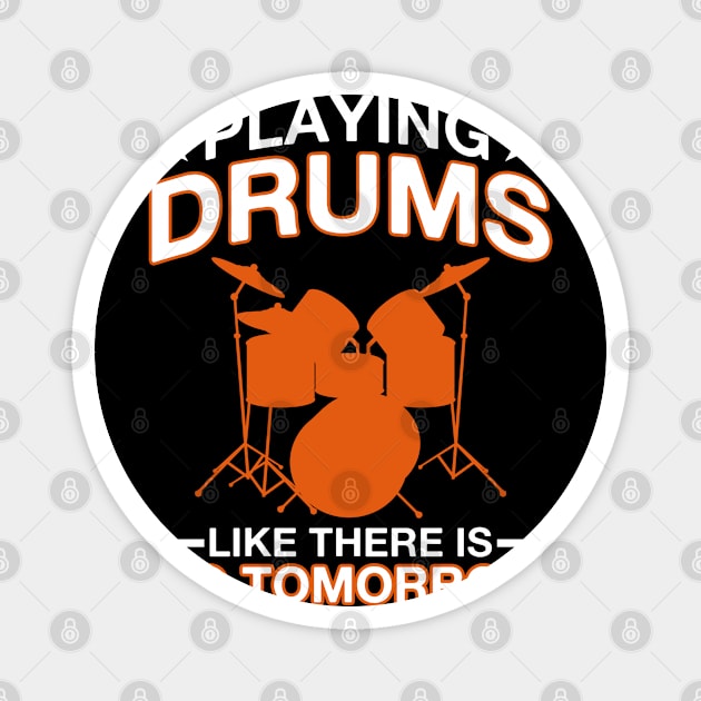 Playing Drums Drumset Drummer Magnet by Toeffishirts